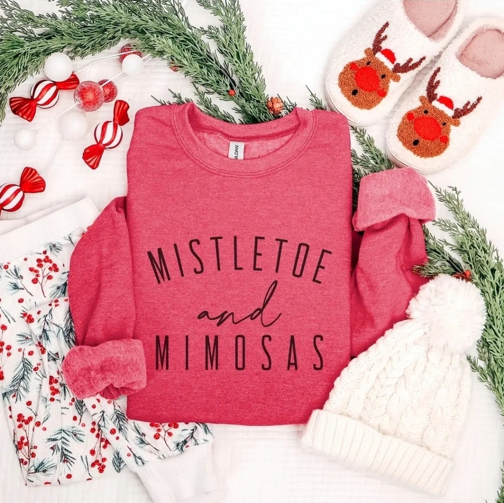 Mistletoe and Mimosas Christmas Crewneck Sweatshirt